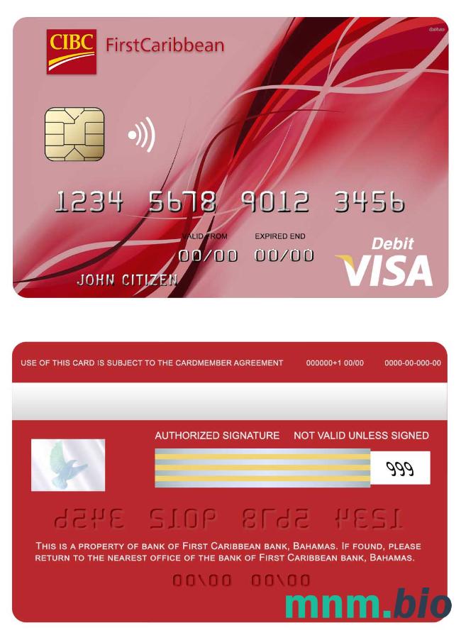 Bahamas First Caribbean bank, visa debet